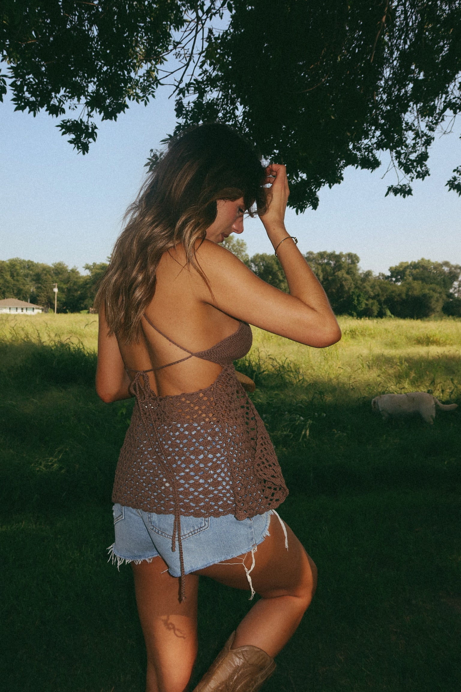 Morine Crochet Top In Brown