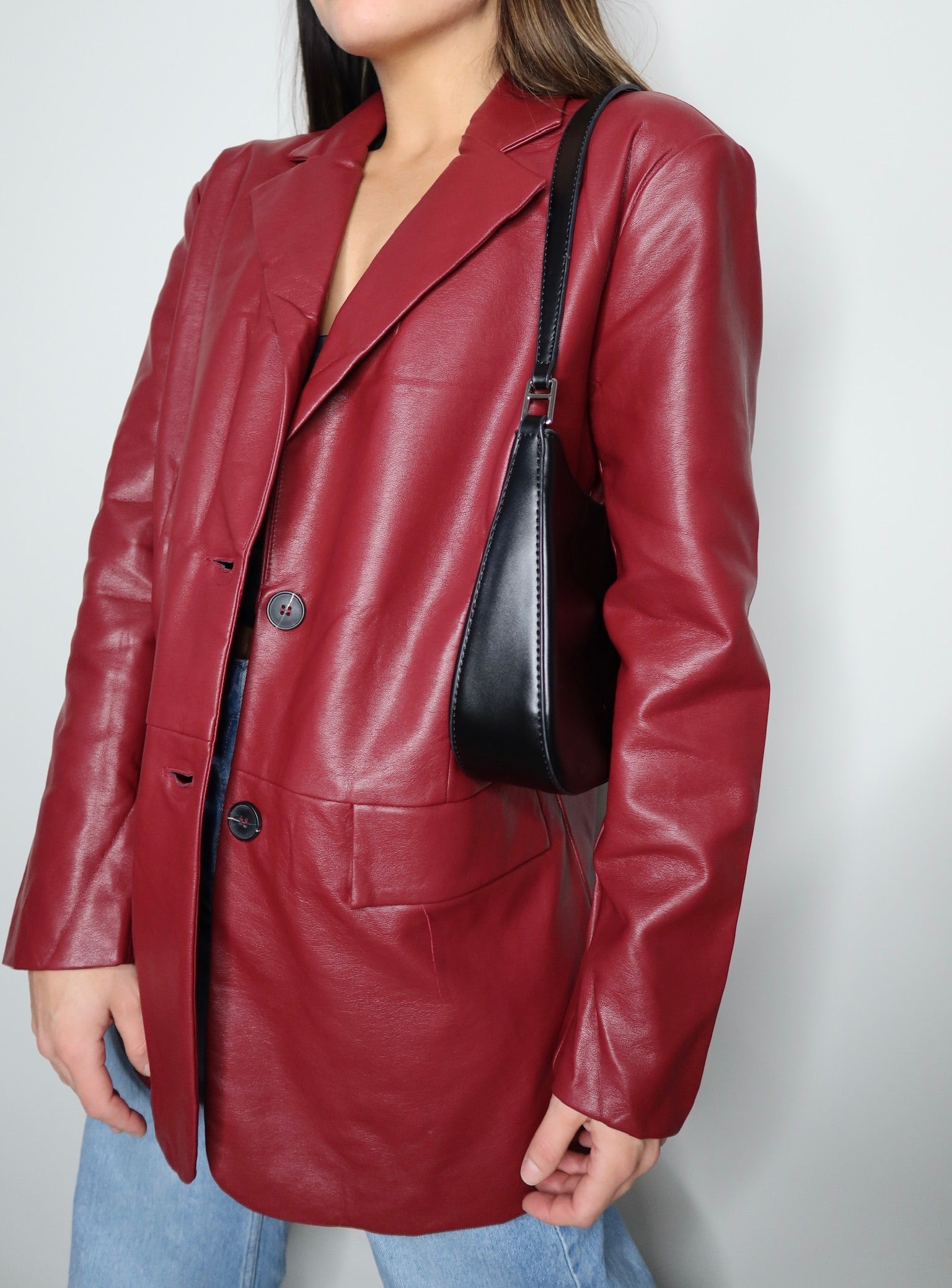 Gianna Boxy Pleather Blazer