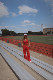 Delany Red Denim Pant Set