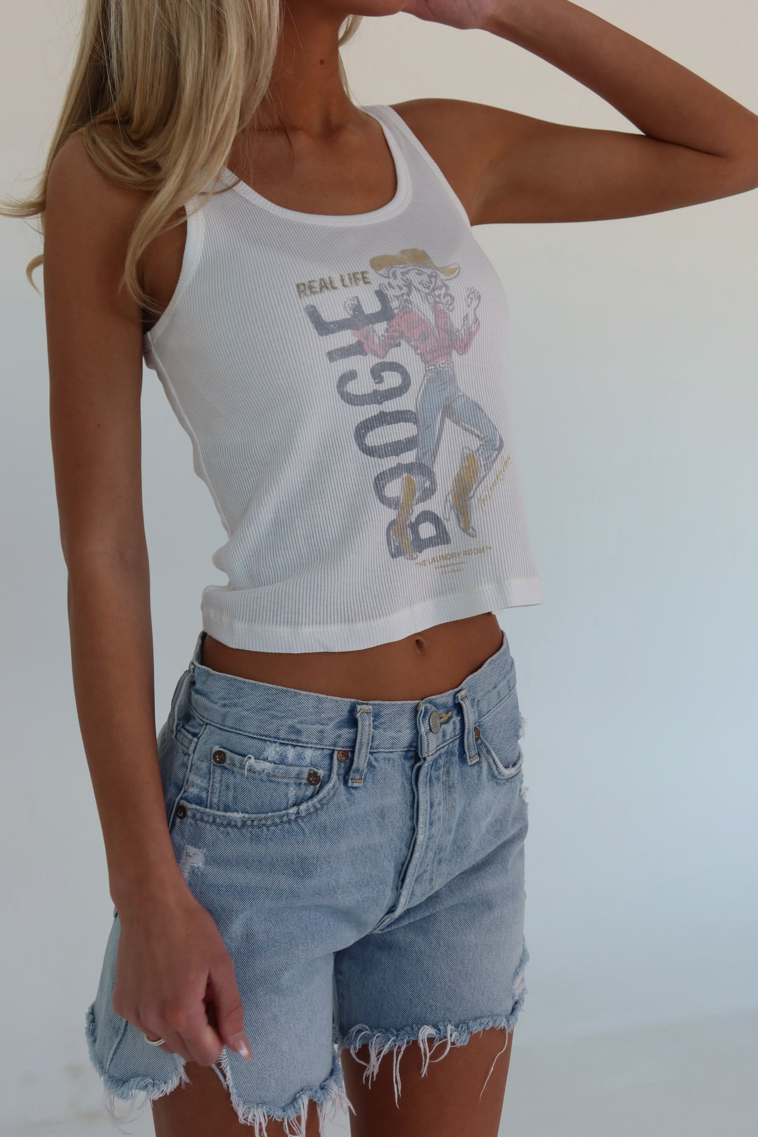 RESTOCKED :Real Life Boogie Rib Tank In White