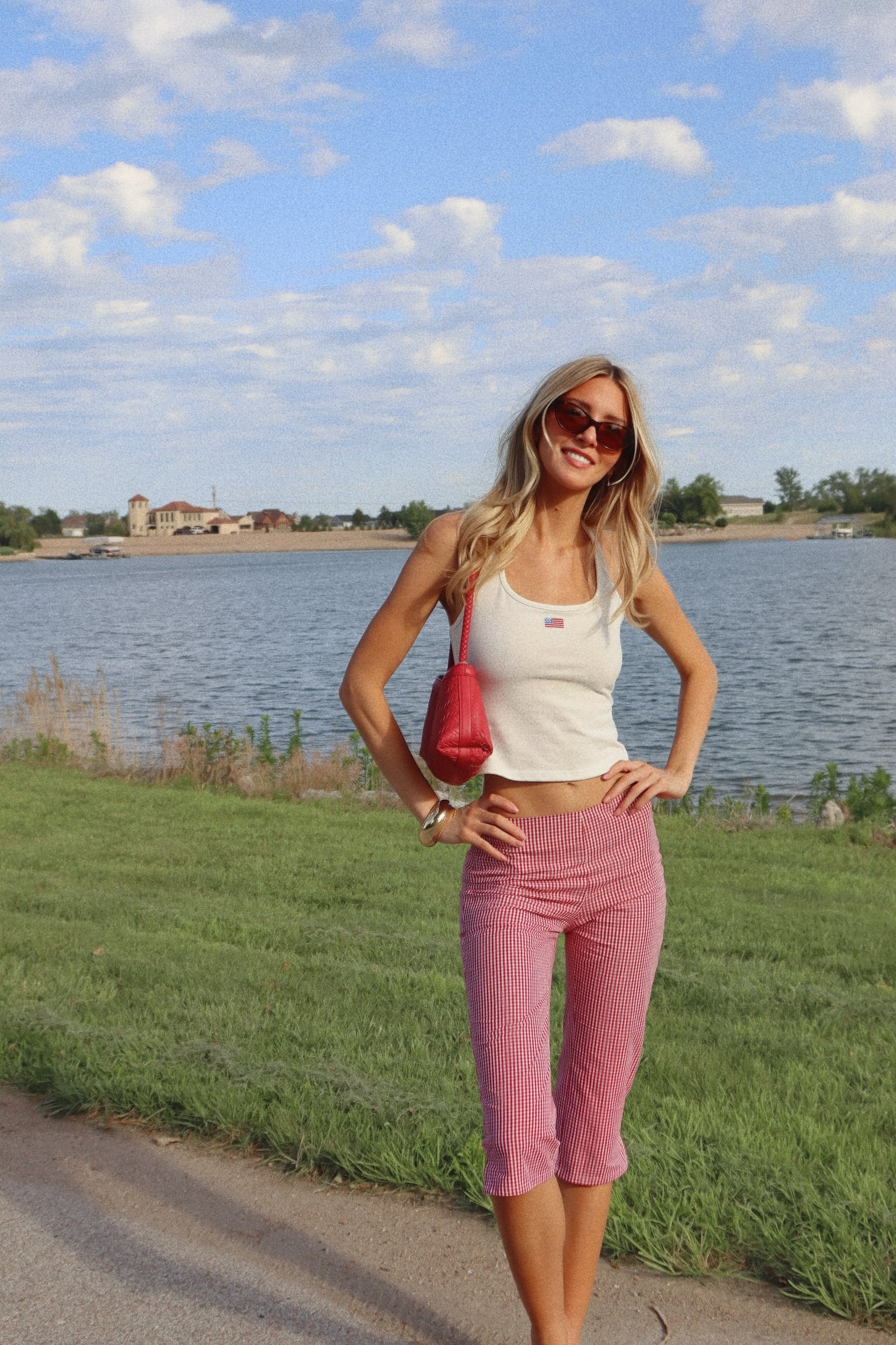 Americana Flag Embroidered Halter Top