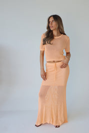 Luxe Crochet Short Sleeve in Melon