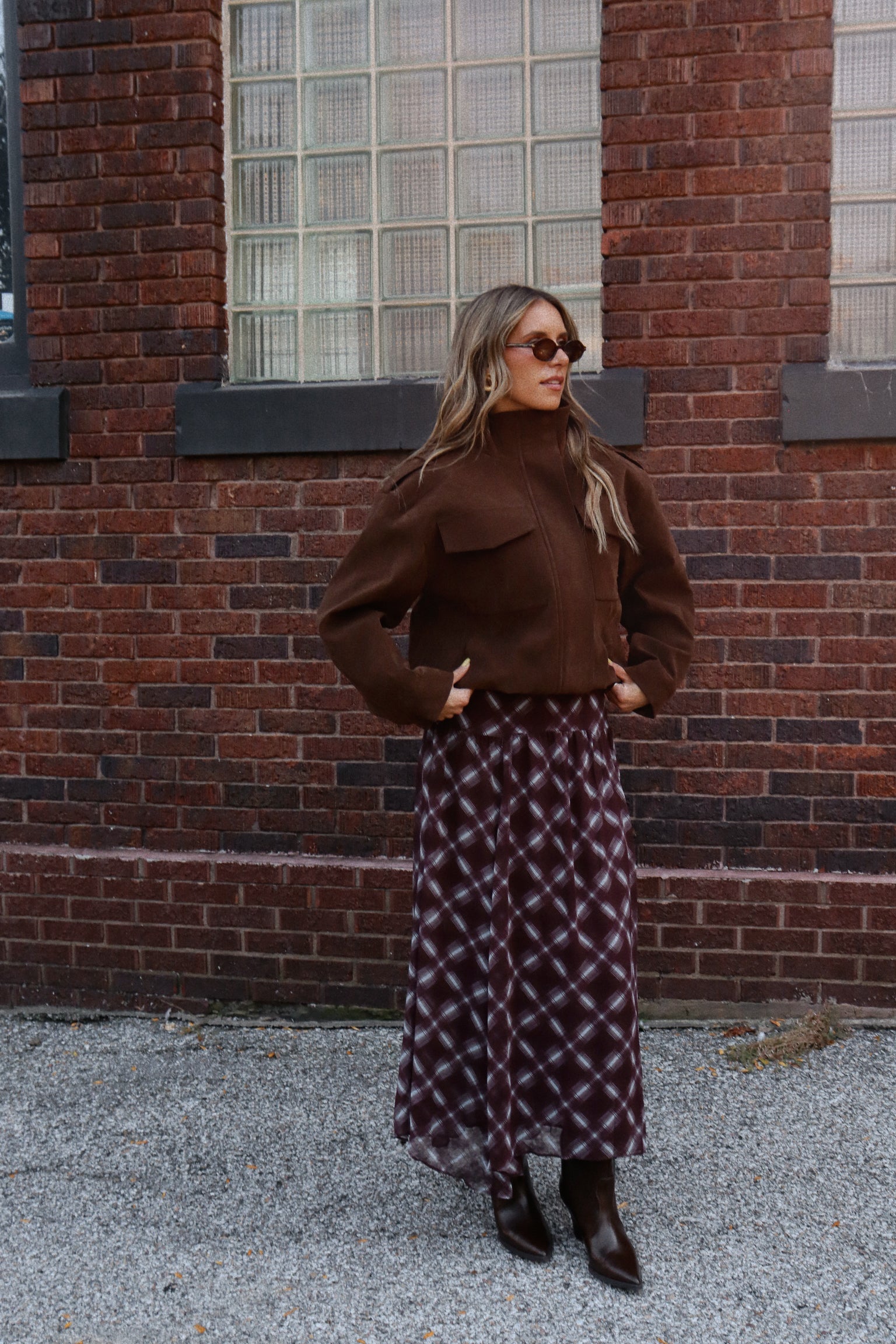 Presley Plaid Chiffon Maxi Skirt