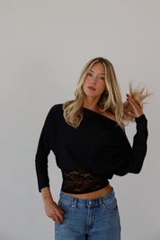 Georgie Lace Hem Long Sleeve Top