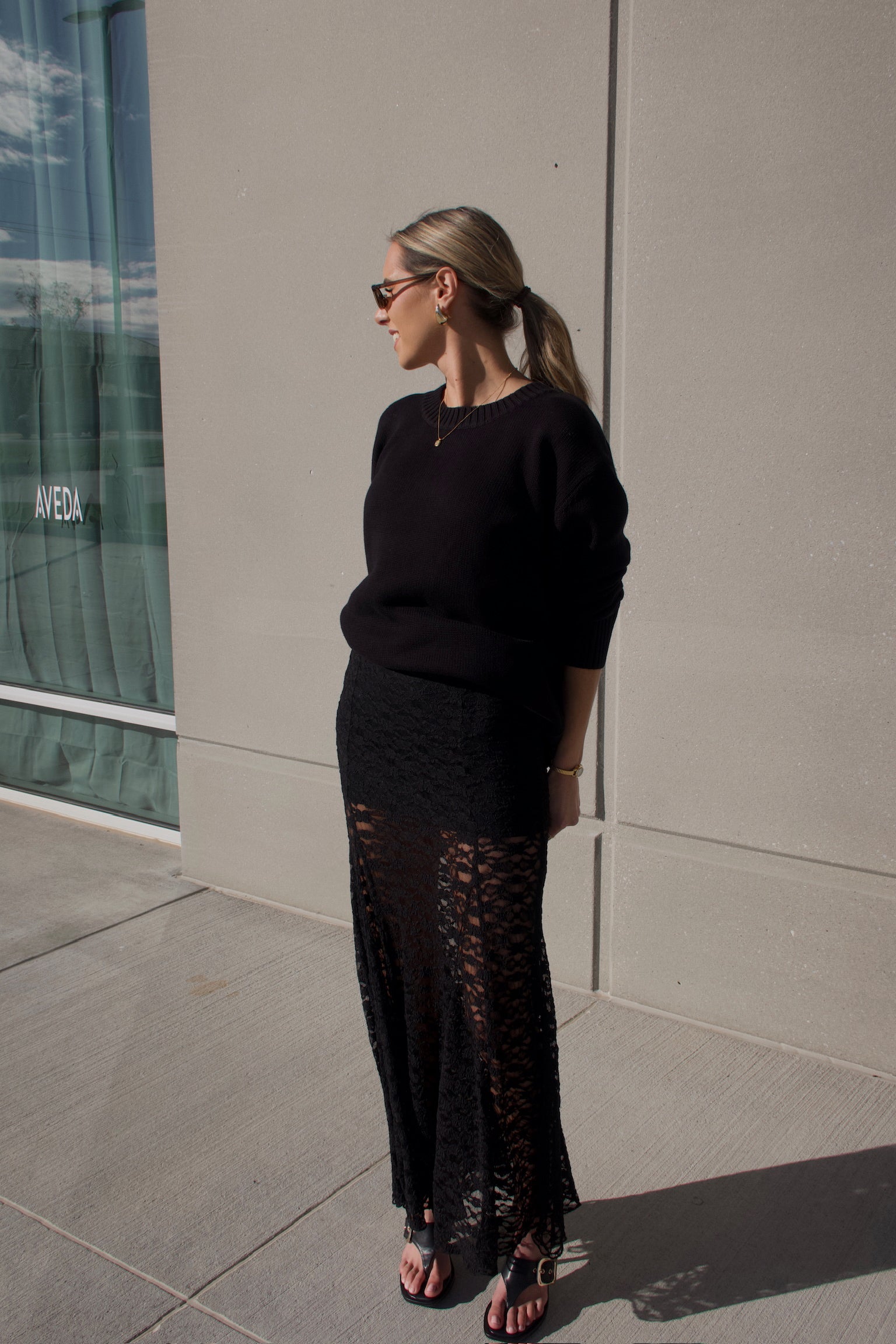 Esme Black Lace Maxi Skirt
