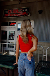 Herbie Husker Cut Off Tank In Red
