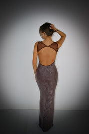 Stella Open Back Rhinestone Maxi Dress