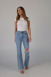 Matty Distressed Flare Jeans