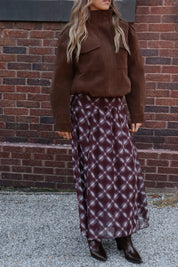 Presley Plaid Chiffon Maxi Skirt