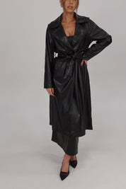 Black Pleather Trench Coat