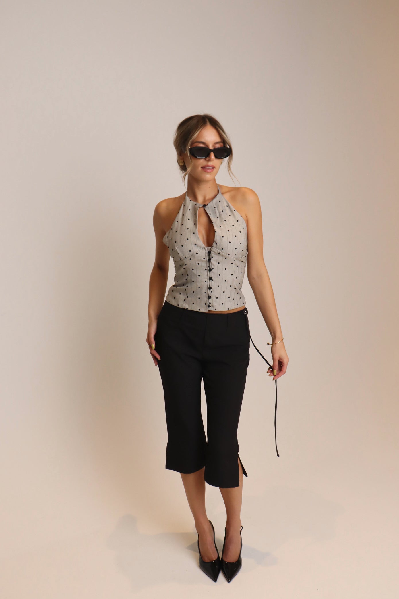 Riley Black Belted Capri