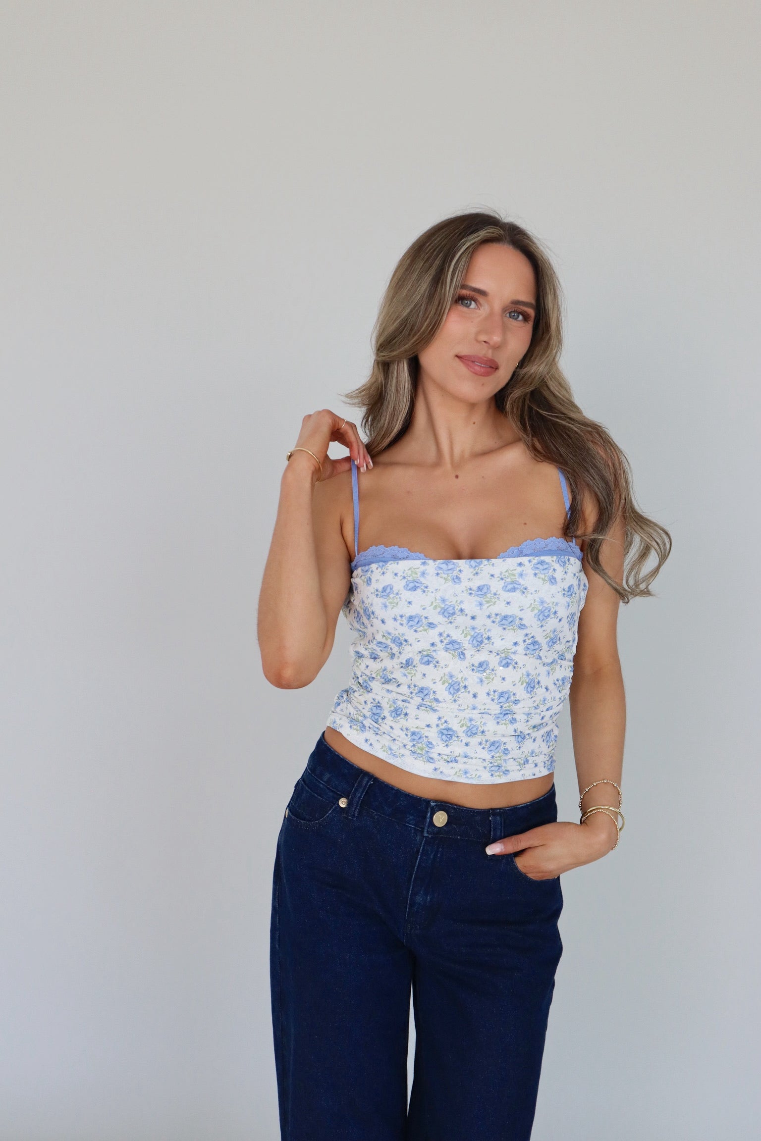 Nellie Baby Blue Floral Top
