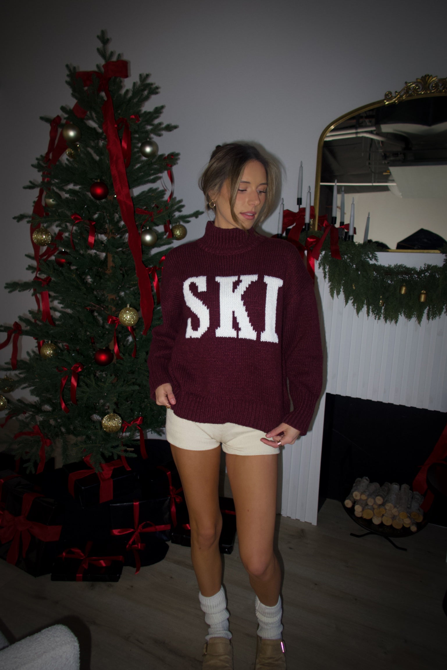 Ski Mockneck Sweater In Mulberry