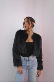 Jayda Faux Fur Jacket In Black