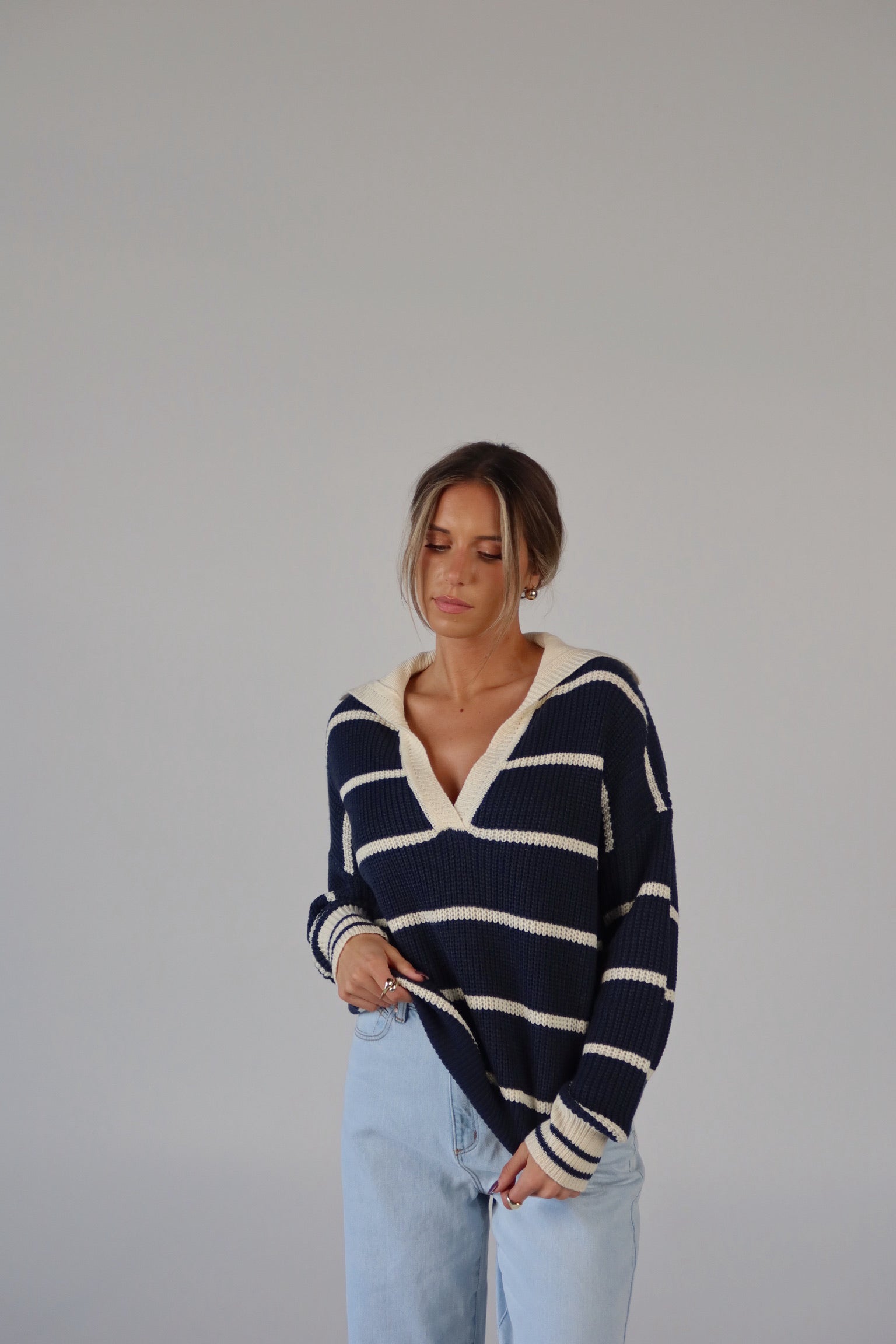 Nautical Stripes Knit Long Sleeve Sweater