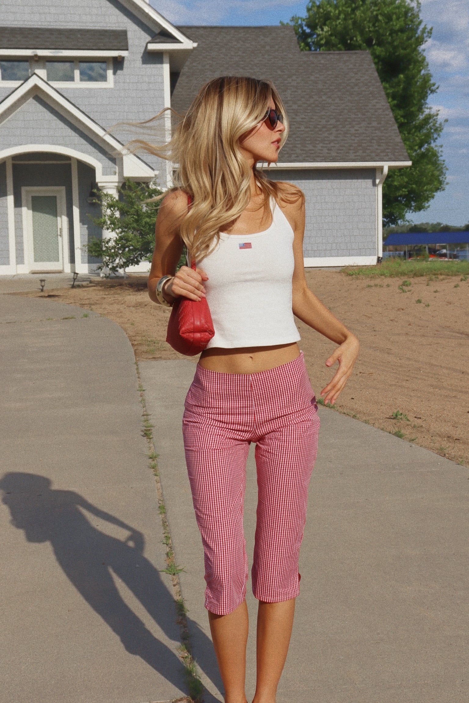 Americana Flag Embroidered Halter Top