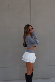 Edgy Elegance Asymmetric Sweater & Ruffled Skirt Set