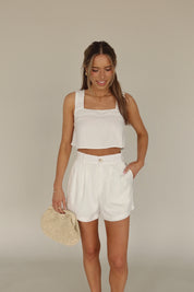 Sofia Crop Top and Short Set In White