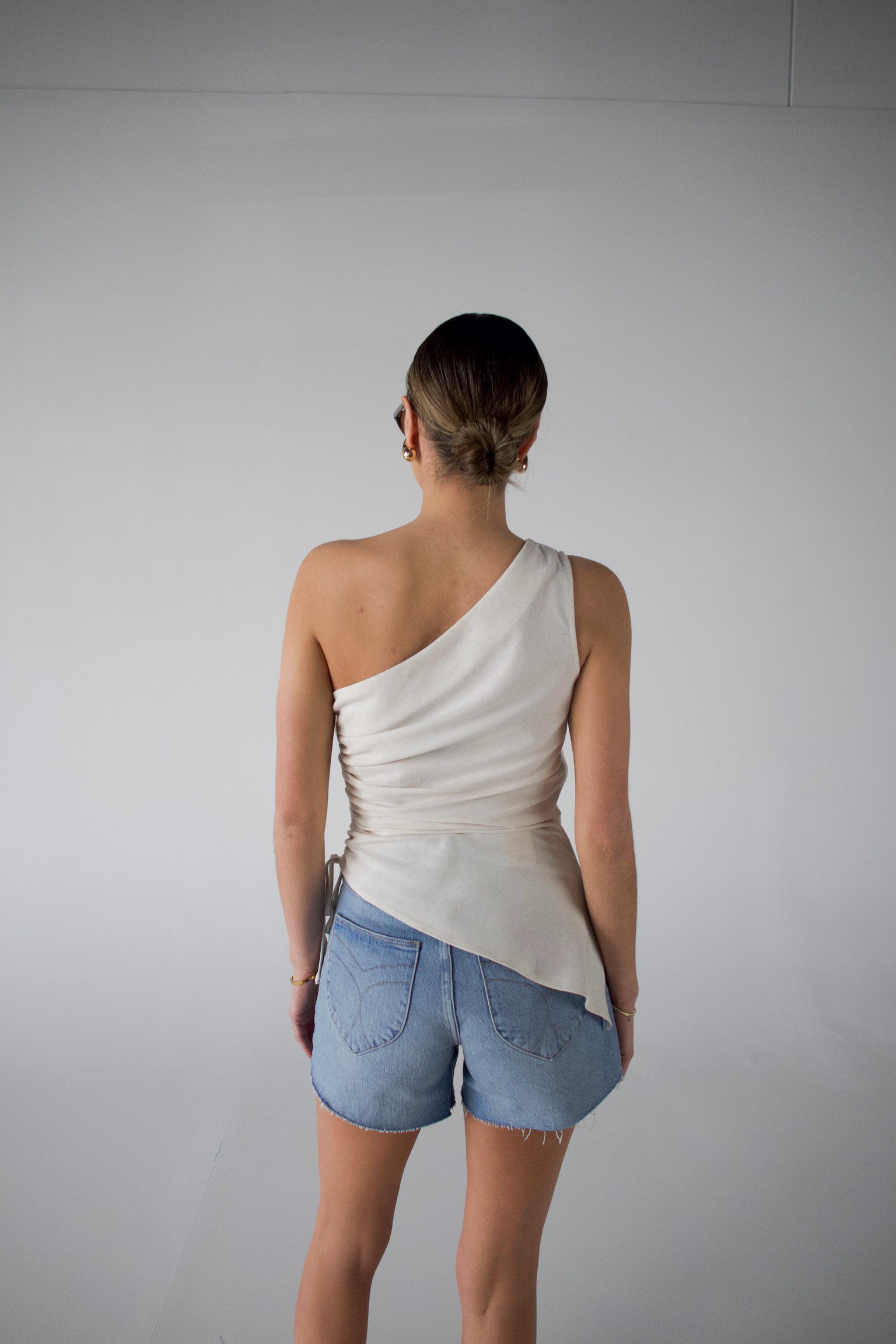 Inez Linen One Shoulder Top