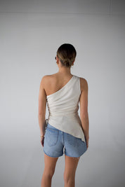 Inez Linen One Shoulder Top