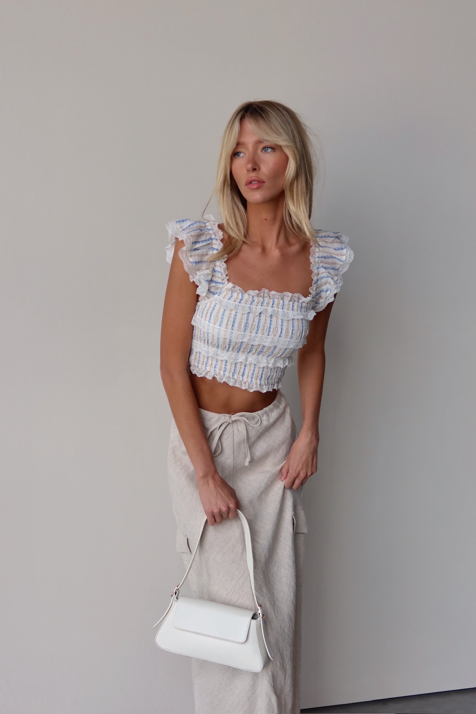 Gabrielle Smocked Cropped Top