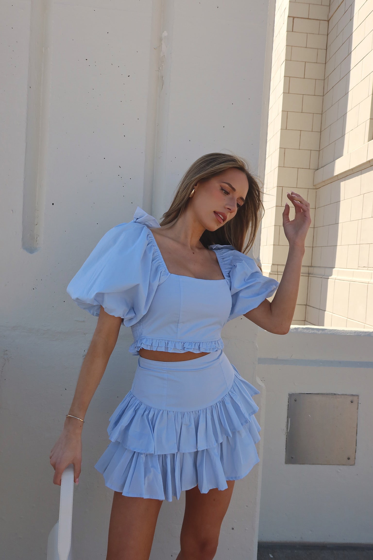 Zoe Puff Sleeve Crop Top And Skirt Set