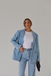 Heather Oversized Denim Blazer