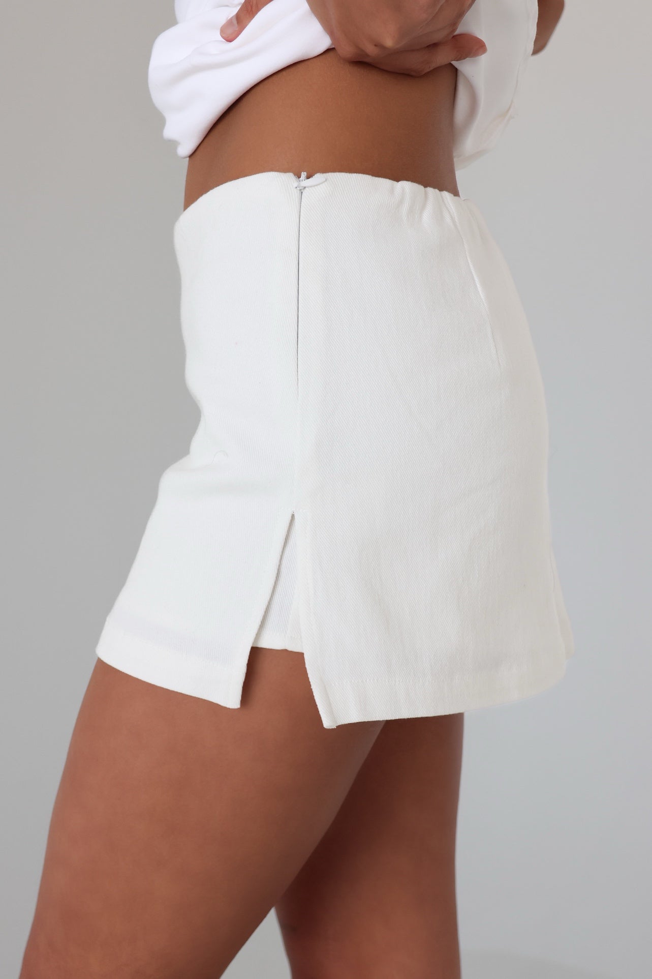 White Linen Blend Mini Skort