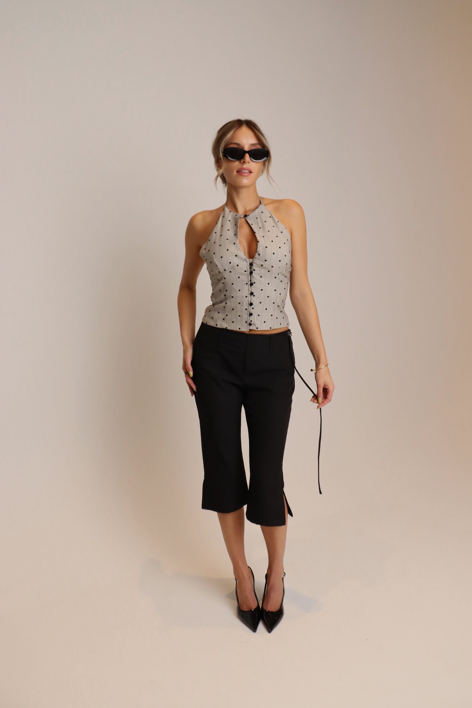 Riley Black Belted Capri