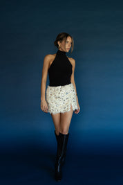 Jayla Feather Sequin Mini Skirt