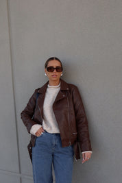 Brown Pleather Moto Jacket