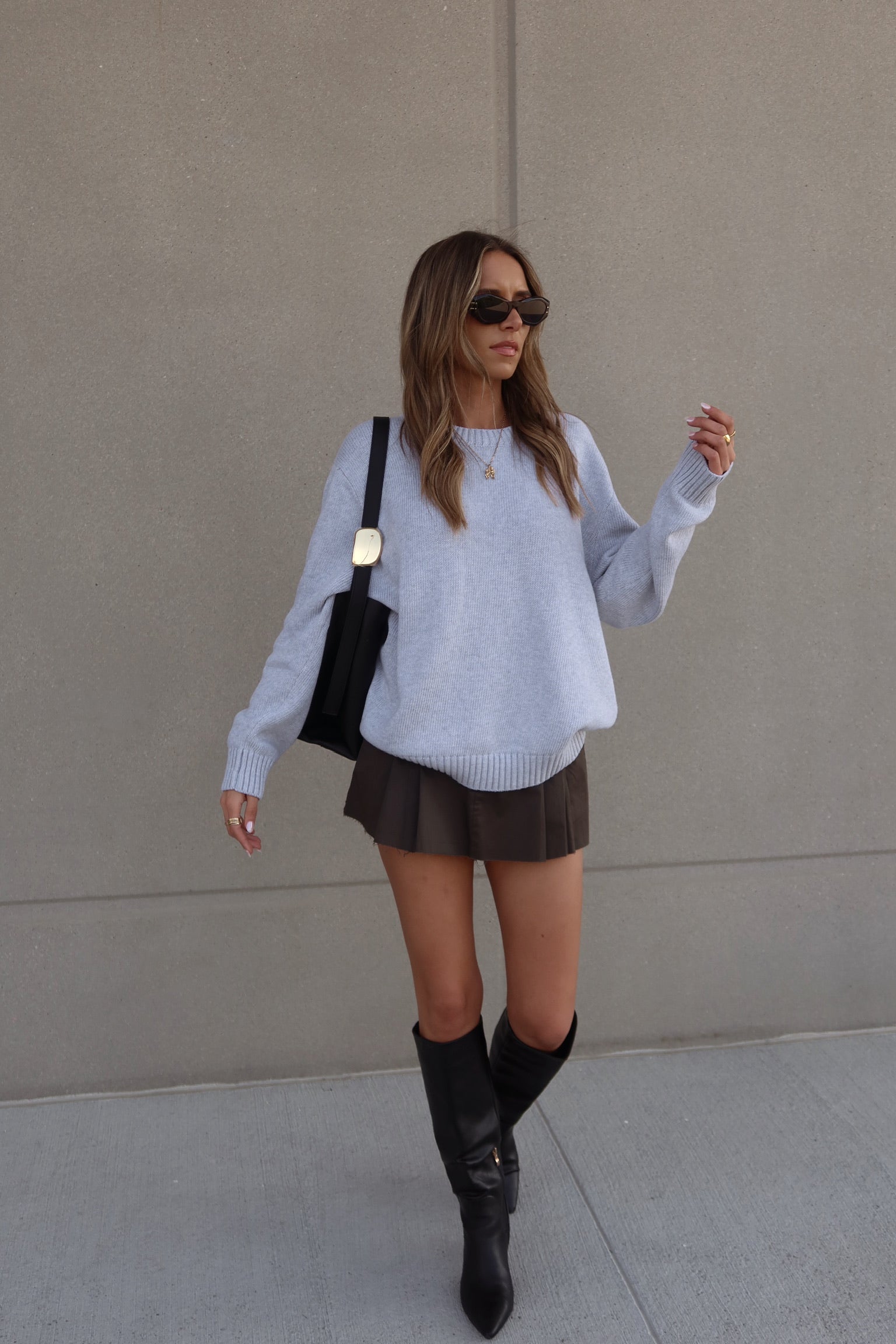 Lenny Grey Cotton Relaxed Sweater