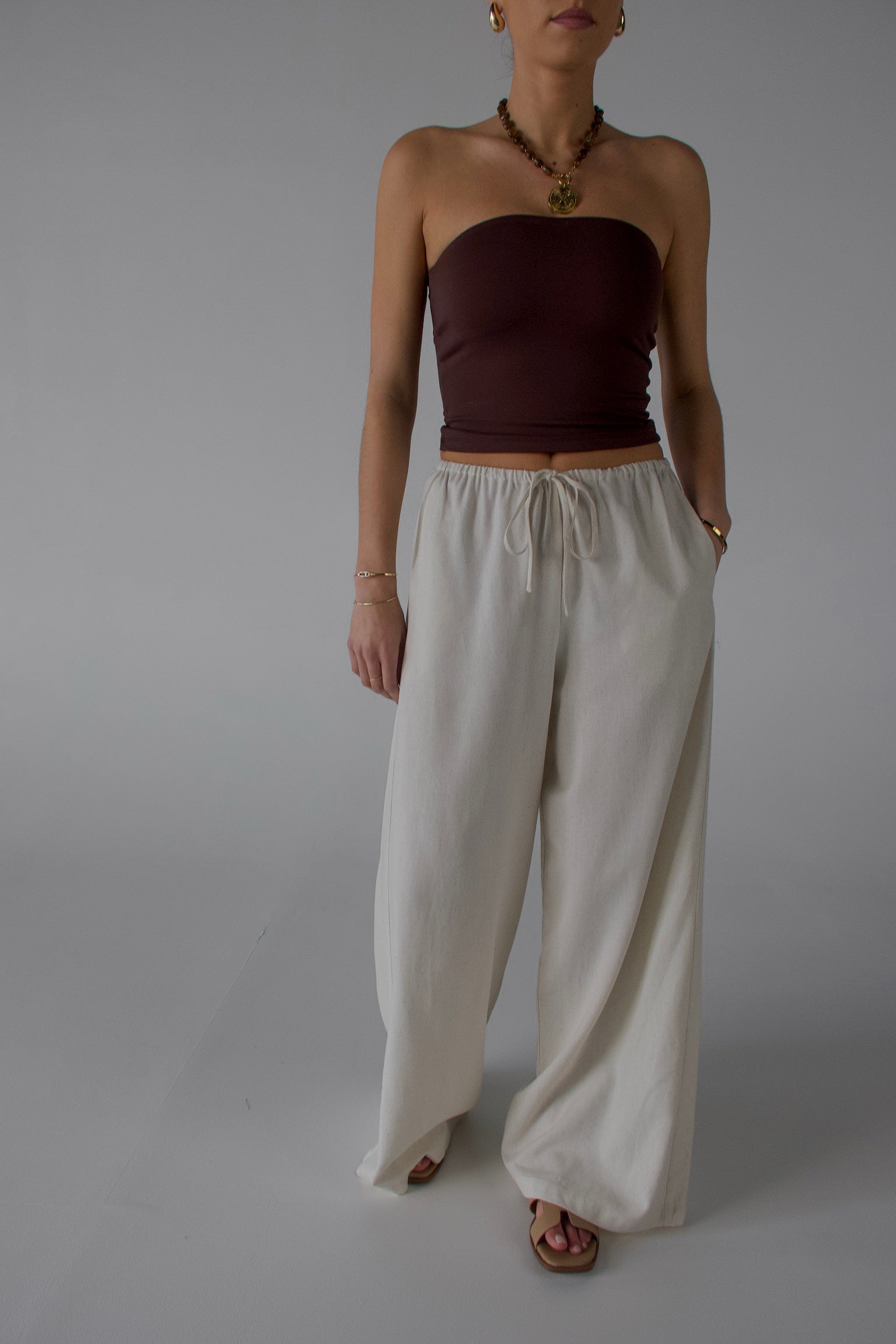 Nylee Seamless Tube Top in Brown