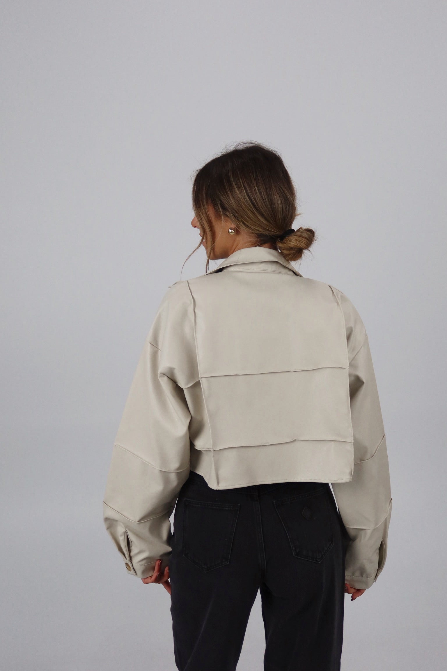 Mia Cropped Pleather Jacket