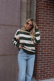 Nellie Striped Sweater in Forest/Ivory