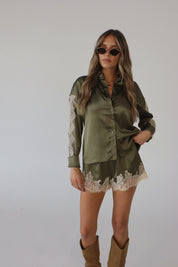 Nevaeh Olive Satin Short Set