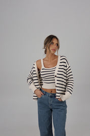 The Striped Knit Cardigan & Tank Set