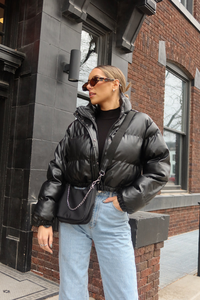 Jade Faux Leather Puffer Jacket