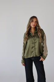 Nevaeh Olive Satin Short Set