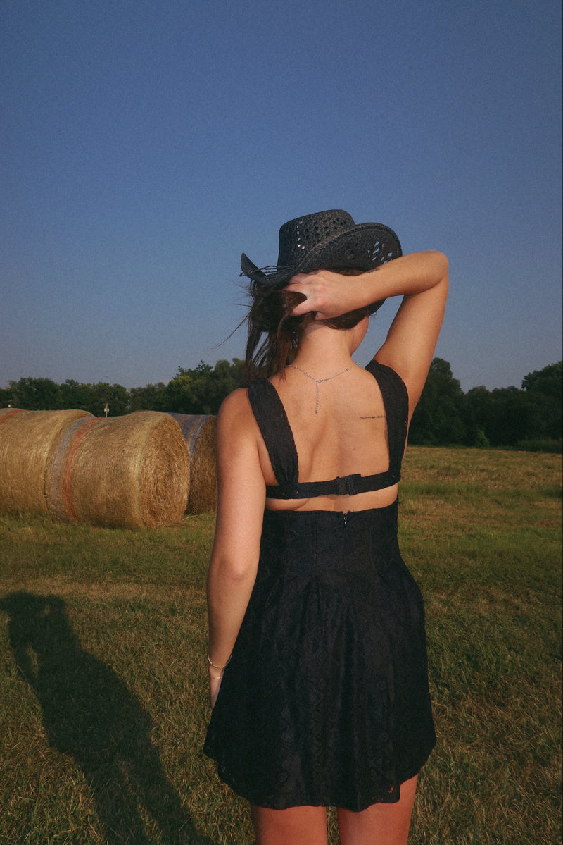 Luna Black Lace Mini Dress