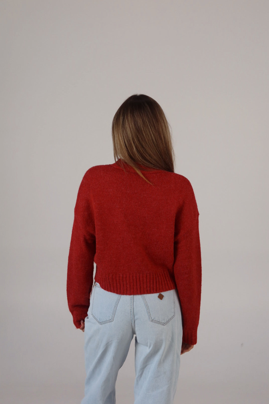 Nebraska Chenille Crop Cardigan In Red