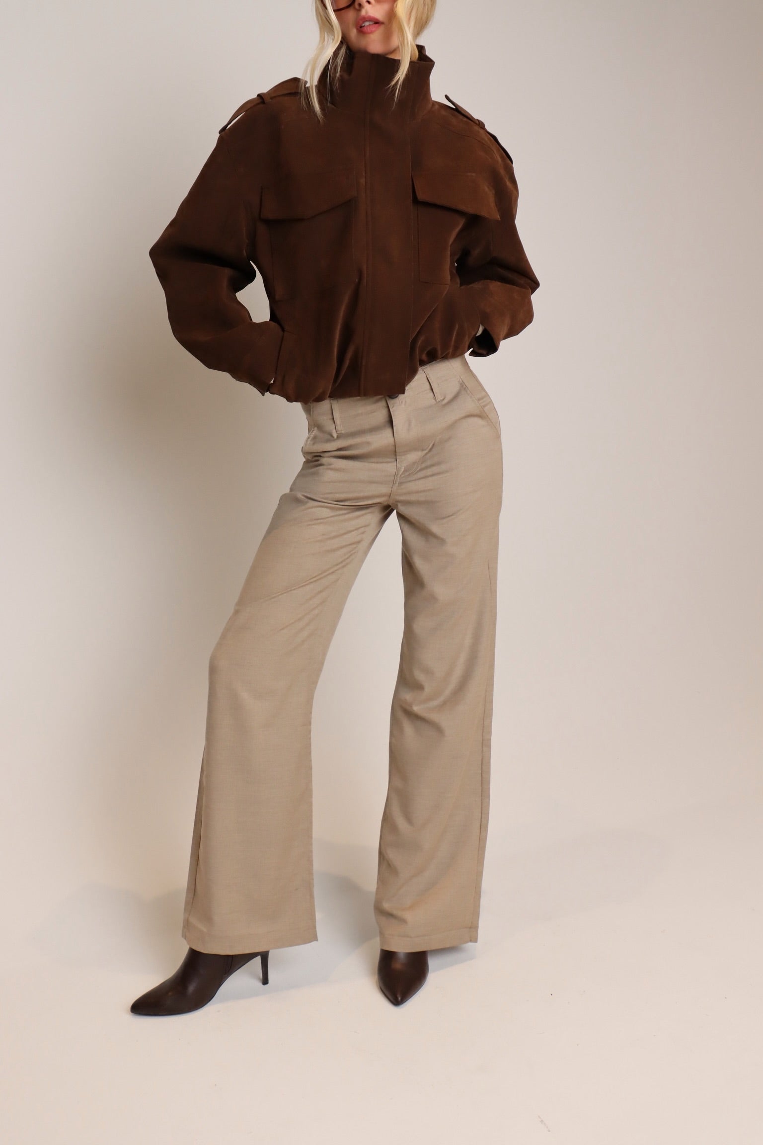 Chocolate Suede Bomber