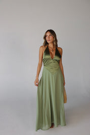 Giada Contrast Maxi Dress in Olive