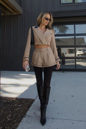 Brooklyn Structured Woven Cropped Blazer