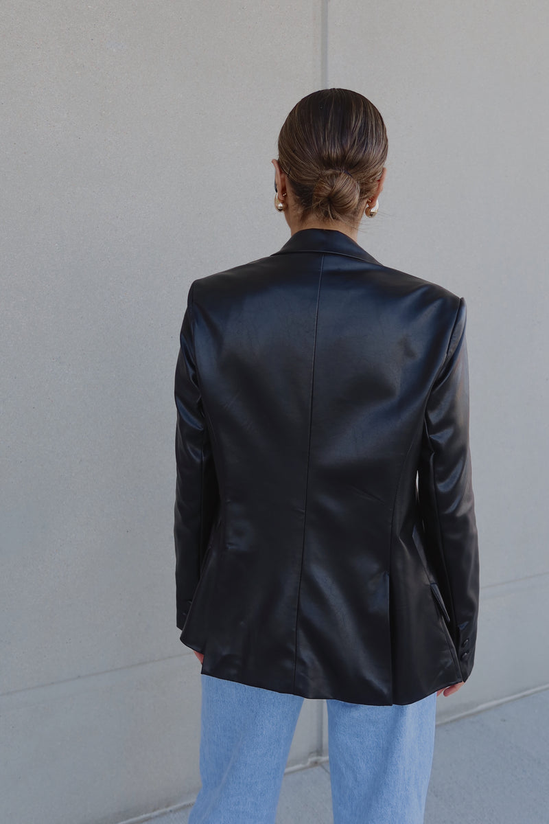 Rene Leather Fitted Blazer