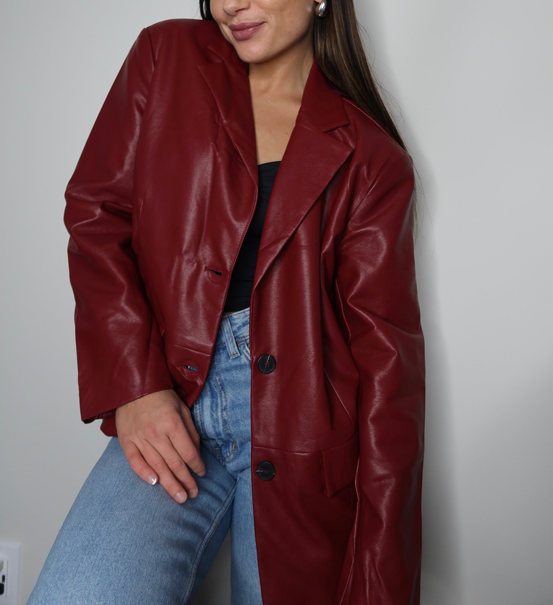 Gianna Boxy Pleather Blazer