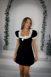 Clara Black Velvet Mini Dress
