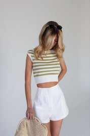 Banx Striped Knit Crop Top