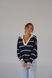 Nautical Stripes Knit Long Sleeve Sweater