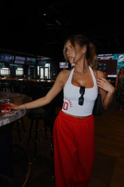 Nebraska Football Halter Top in White